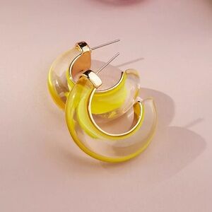Anthropologie Translucent Yellow Crescent Earrings